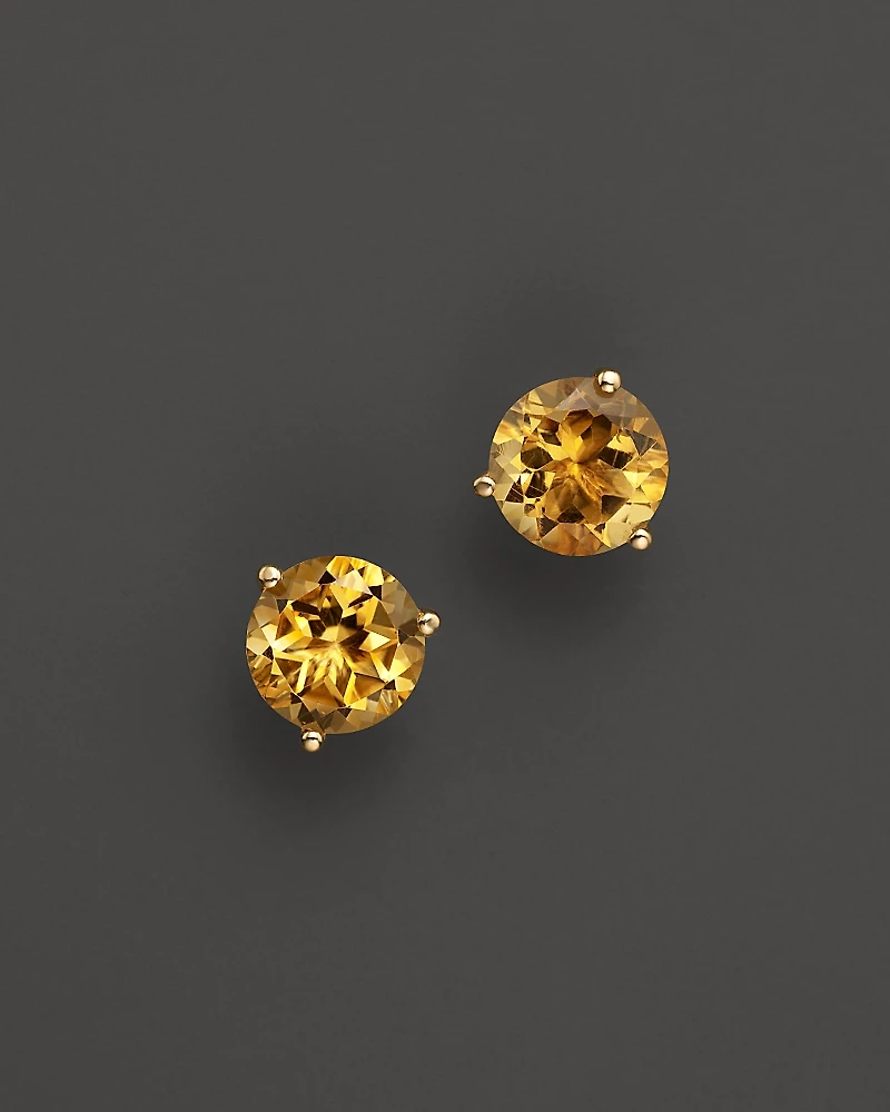 Citrine Round Stud Earrings