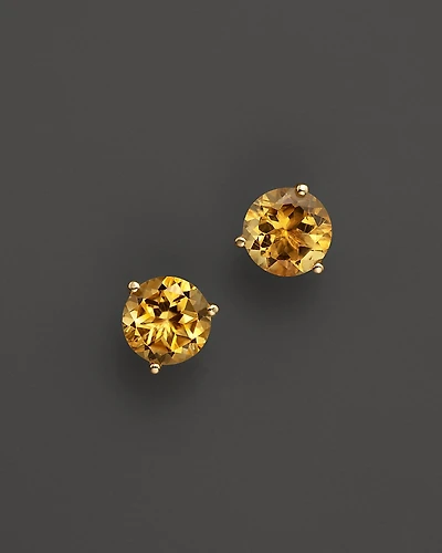 Citrine Round Stud Earrings
