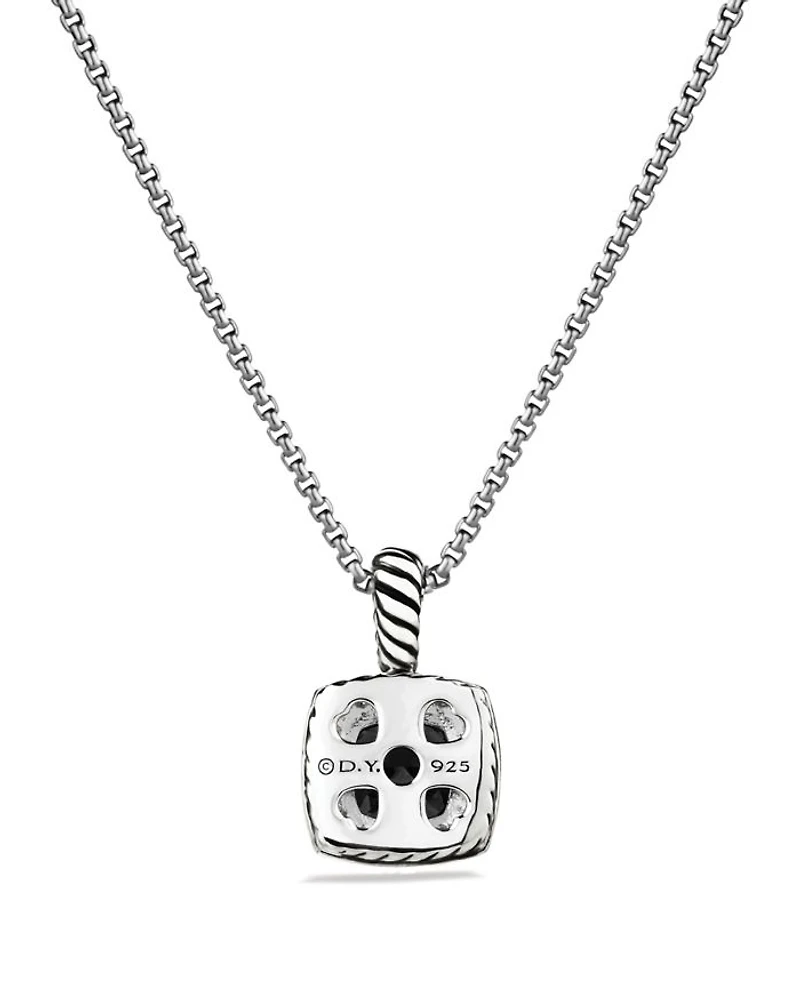 Petite Albion® Pendant Necklace in Sterling Silver with Black Onyx and Diamonds, 7mm