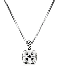 Petite Albion® Pendant Necklace in Sterling Silver with Black Onyx and Diamonds, 7mm