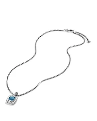 Petite Albion® Pendant Necklace in Sterling Silver with Blue Topaz and Diamonds, 7mm