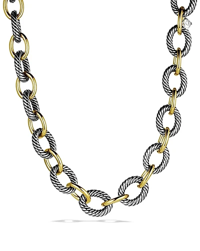 David Yurman Oval Extra-Large Link Necklace with Gold, 18.5