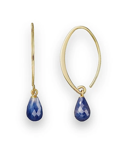 14K Yellow Gold Simple Sweep Earrings with Sapphire