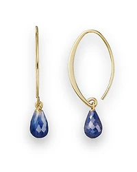 14K Yellow Gold Simple Sweep Earrings with Sapphire