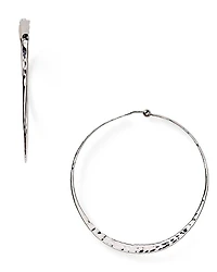Sterling Silver Hammered Hoop Earrings