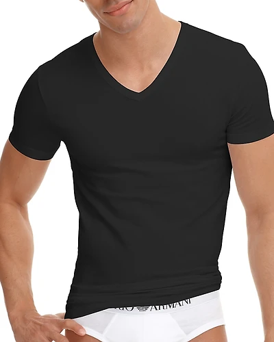 Emporio Armani Stretch Cotton V-Neck T-Shirt