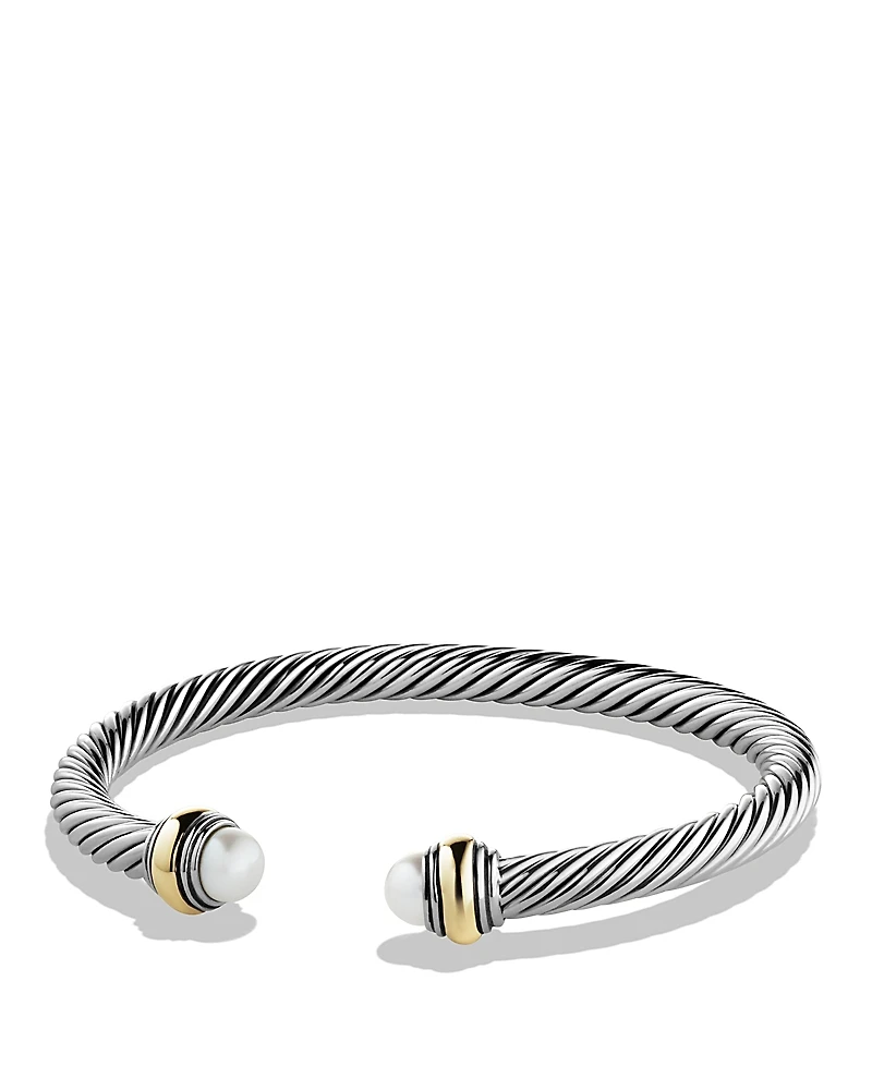 David Yurman Cable Classic Bracelet with Cultured Freshwater Pearl and 14K Gold