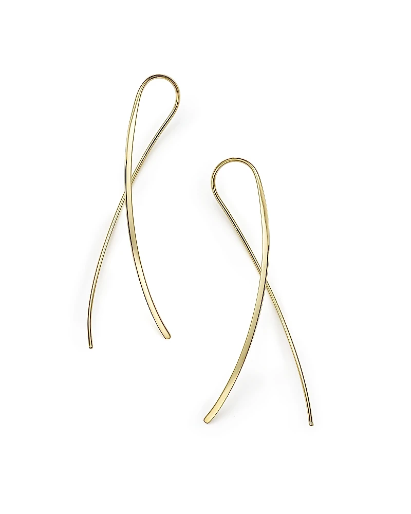 14K Yellow Gold Crossover Drop Earrings