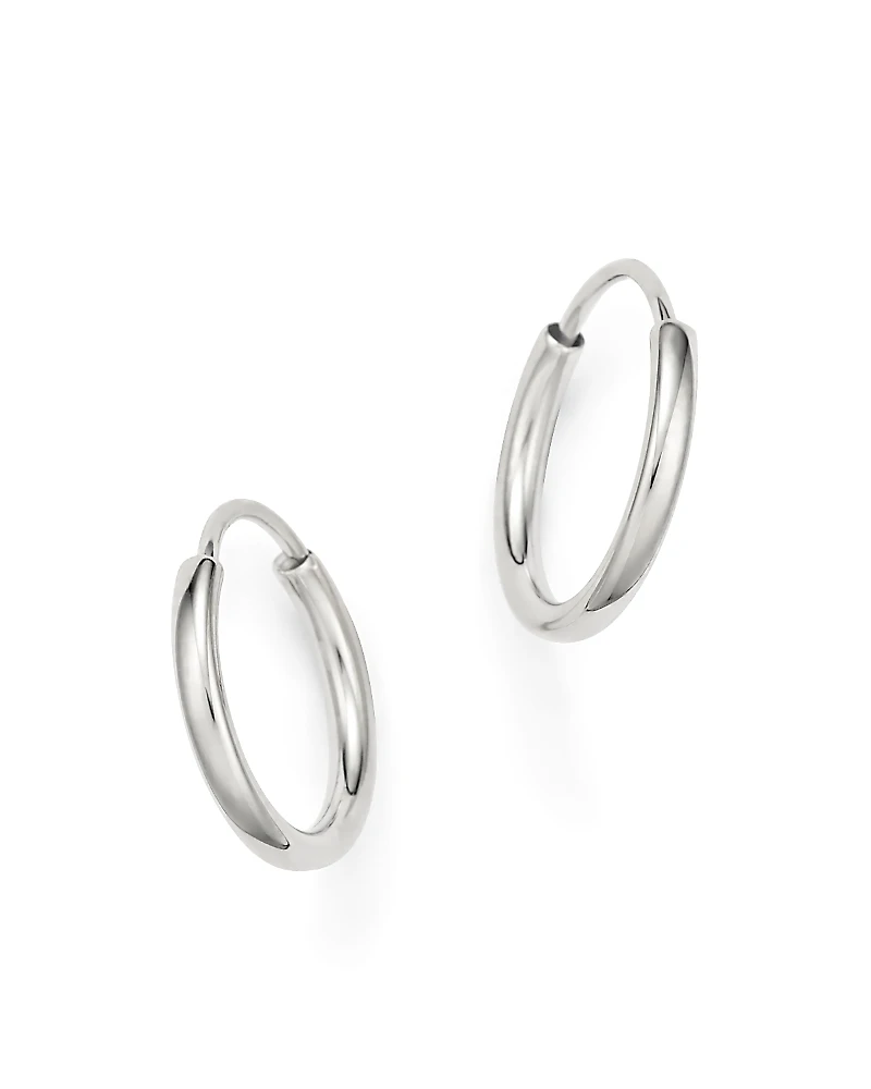 14K White Gold Small Endless Hoop Earrings