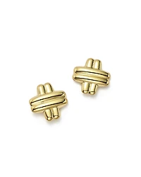 14K Yellow Gold Medium Cross Stud Earrings