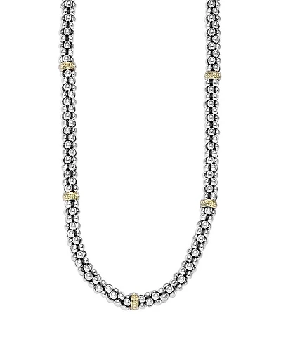 18K Gold and Sterling Silver Caviar™ Mini Rope Necklace, 18"