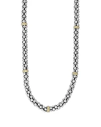 18K Gold and Sterling Silver Caviar™ Mini Rope Necklace, 18"