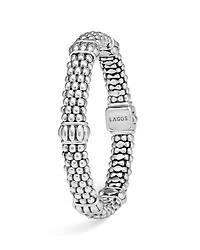 Sterling Silver Signature Caviar Fluted Station Bracelet