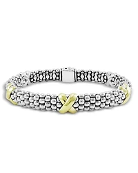 18K Yellow Gold and Sterling Silver Caviar Bracelet