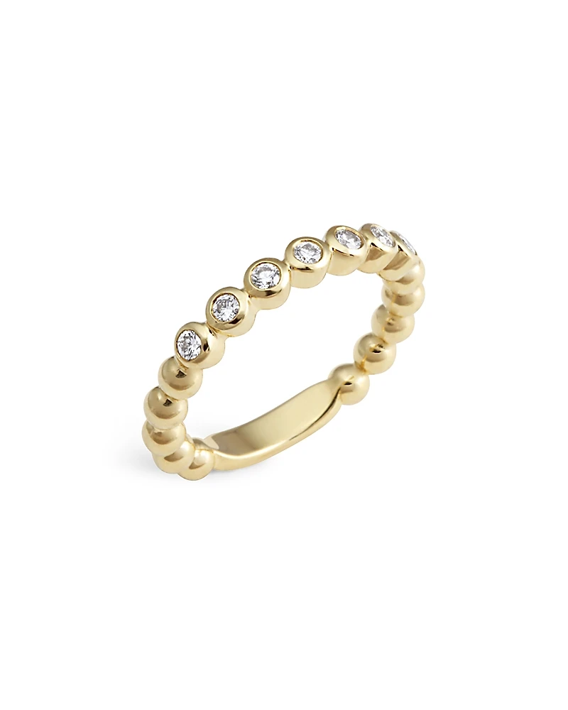 Lagos 18K Gold Beaded and Diamond Ring