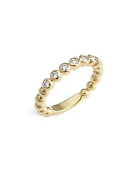 Lagos 18K Gold Beaded and Diamond Ring