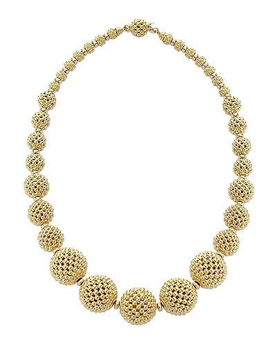 Lagos 18K Gold Caviar Graduated Lattice Ball Statement Necklace, 16