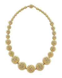 Lagos 18K Gold Caviar Graduated Lattice Ball Statement Necklace, 16