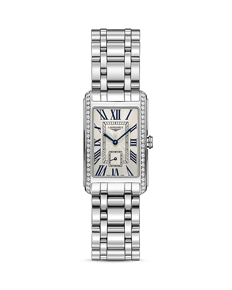 Longines Stainless Steel Watch with Diamonds, 37mm