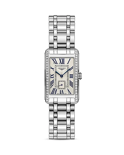 Longines Stainless Steel Watch with Diamonds, 37mm