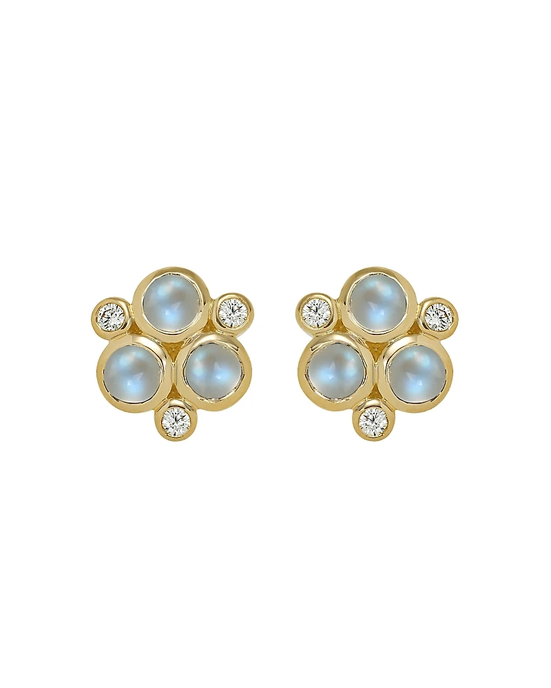 Temple St. Clair Classic Trio Earrings with Royal Blue Moonstone and Diamonds