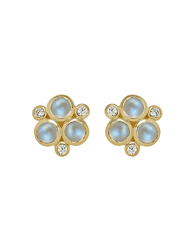 Temple St. Clair Classic Trio Earrings with Royal Blue Moonstone and Diamonds