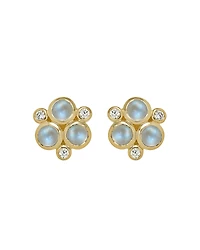 Temple St. Clair Classic Trio Earrings with Royal Blue Moonstone and Diamonds