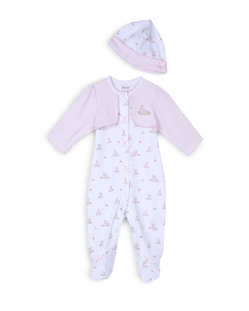 Little Me Girls' Baby Bunnies Footie & Hat Set