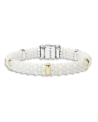 Lagos White Caviar Ceramic and 18K Gold 5-Station Bracelet