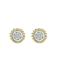 LAGOS 18K Gold and Diamond Caviar Stud Earrings