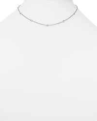 18K White Gold or Yellow Diamond Station Necklace, 16"