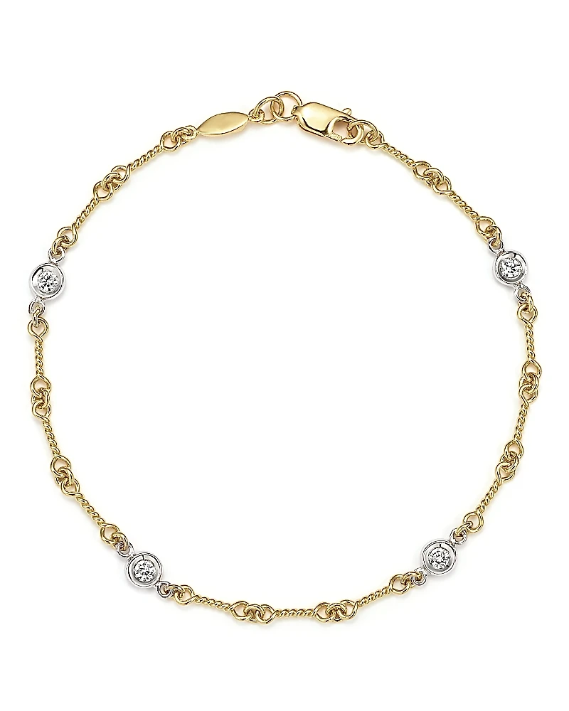 Roberto Coin 18K Yellow Gold and Diamond Station Bracelet