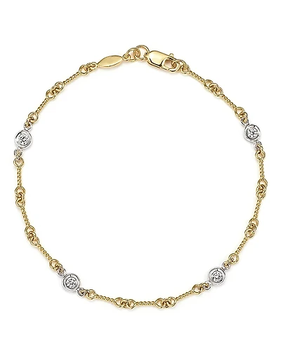 Roberto Coin 18K Yellow Gold and Diamond Station Bracelet