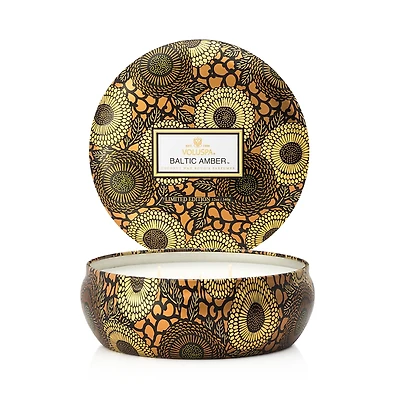 Voluspa Baltic Amber 3 Wick Tin Candle, 12 oz.