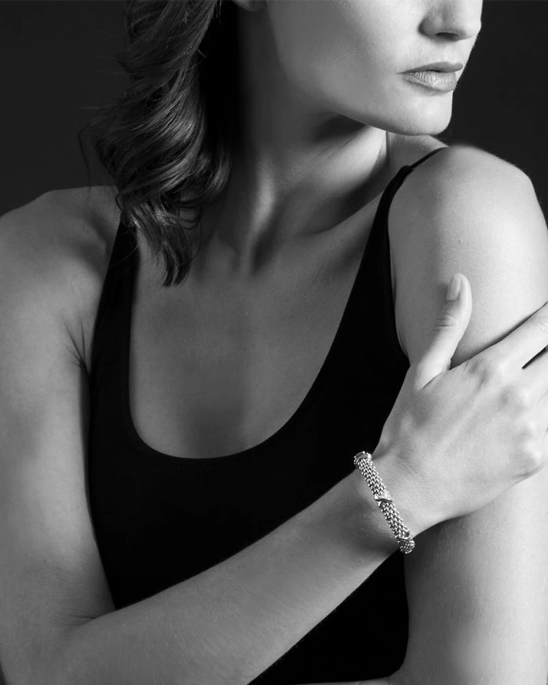 Signature Sterling Silver X Station Caviar Bracelet
