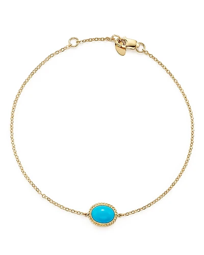 Oval Bezel Set Turquoise Chain Bracelet