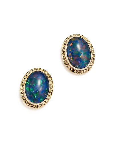 Opal Triplet Bezel Stud Earrings