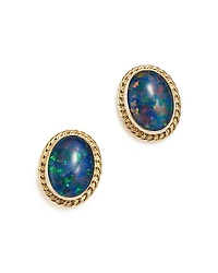 Opal Triplet Bezel Stud Earrings