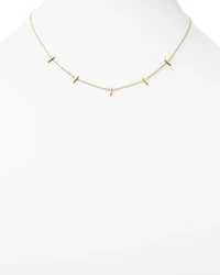14K Yellow Gold Bar Station Necklace, 16"