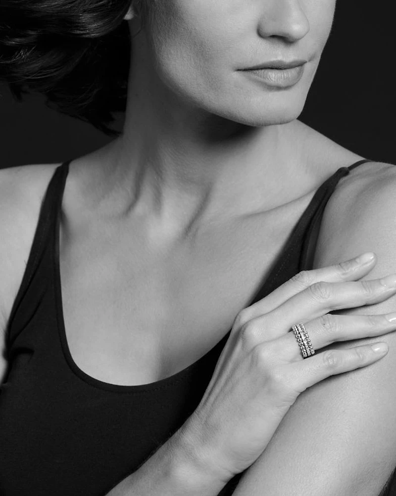 Sterling Silver Caviar Spark Diamond Band