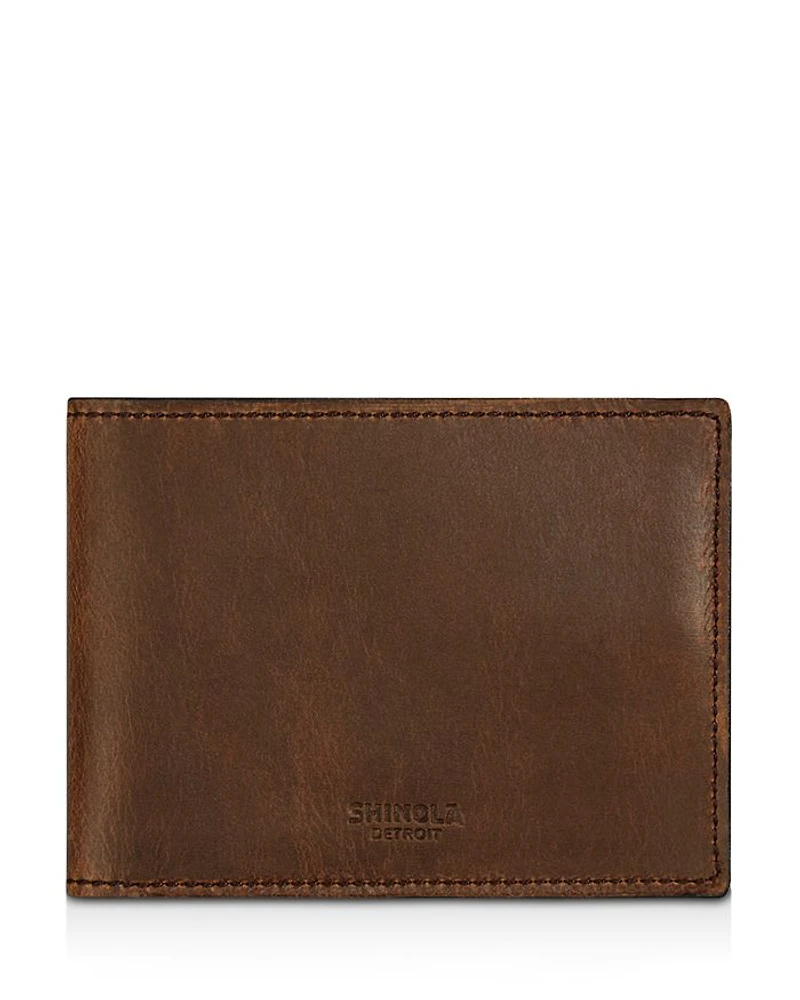Slim Navigator Distressed Leather Bi Fold Wallet