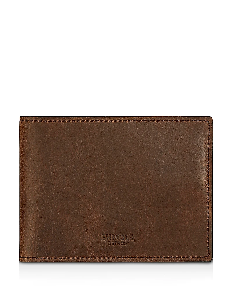 Shinola Slim Navigator Distressed Leather Bi Fold Wallet