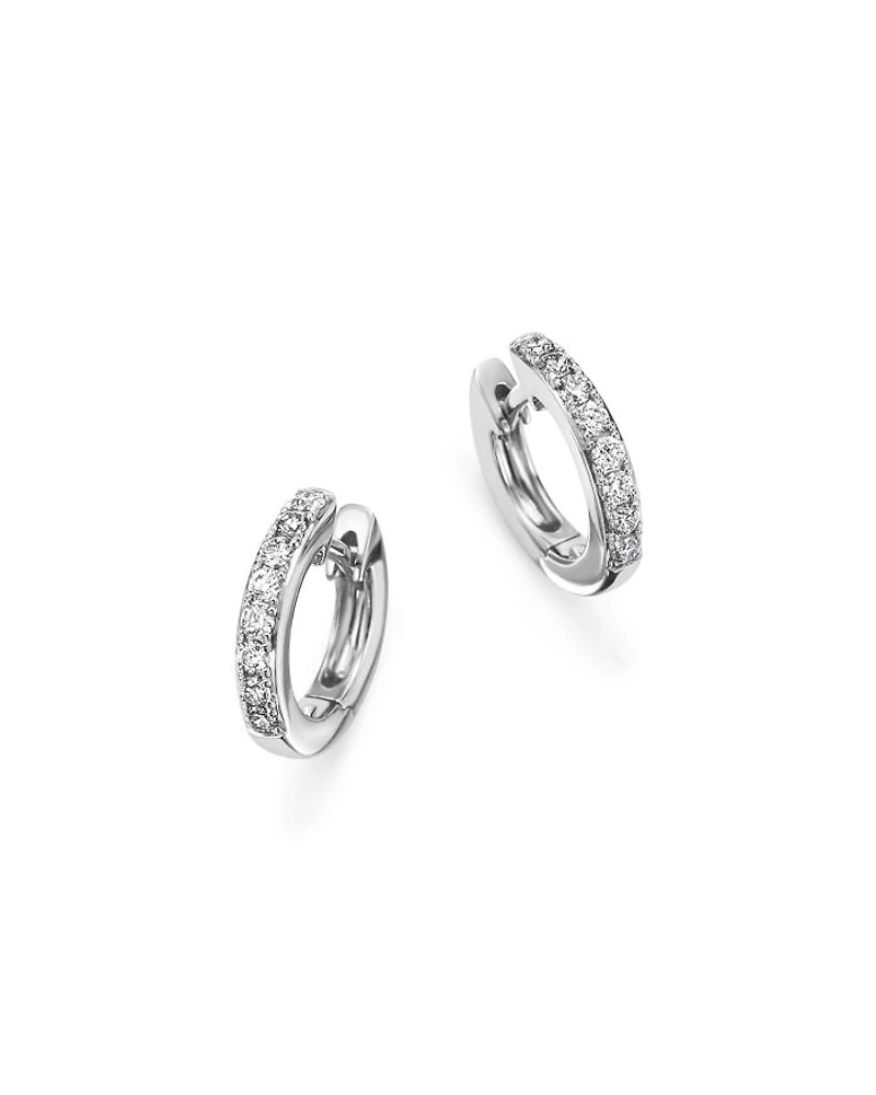 Diamond Mini Hoop Earrings 14K Gold, 0.15 tcw