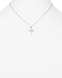 Diamond Cross Necklace in 14K Rose Gold, .25 tcw