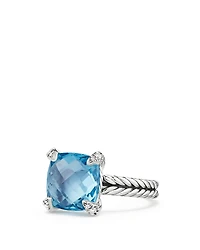 David Yurman Chatelaine Ring with Blue Topaz and Diamonds
