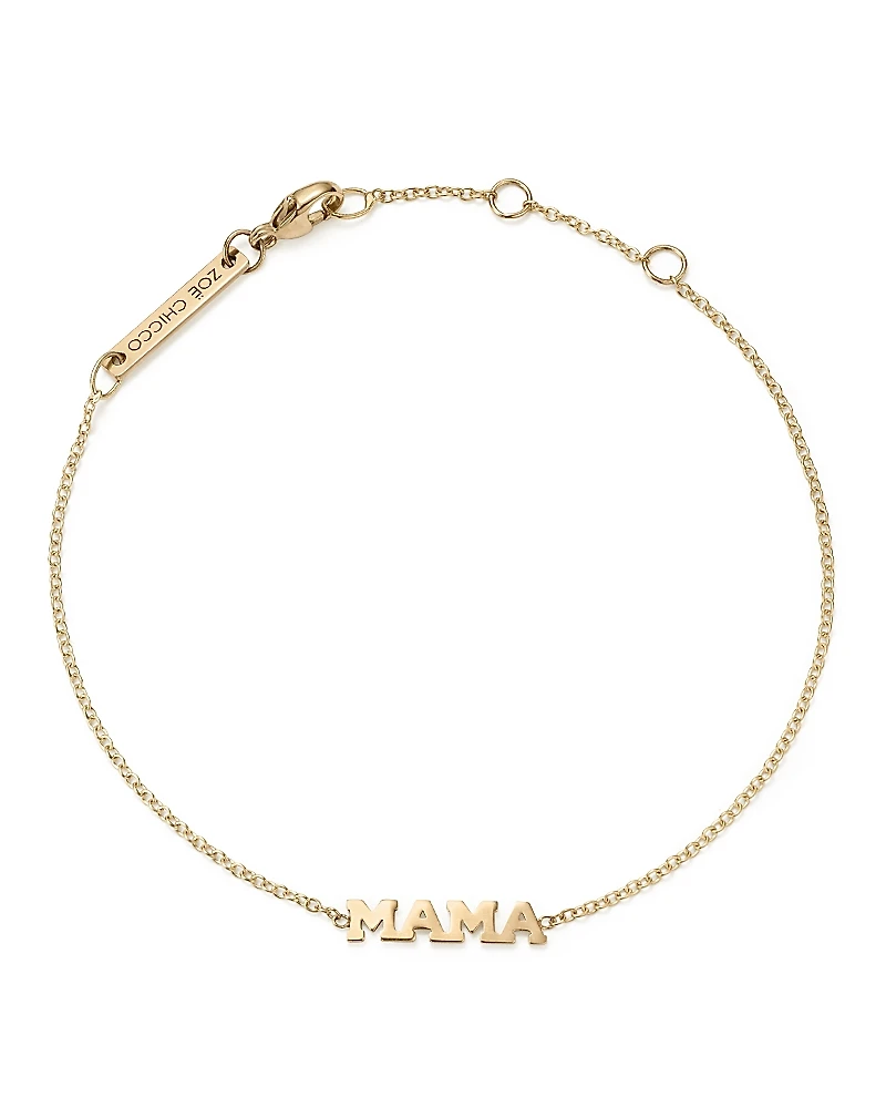 Zoe Chicco 14K Yellow Gold Tiny Capital Letter Mama Bracelet