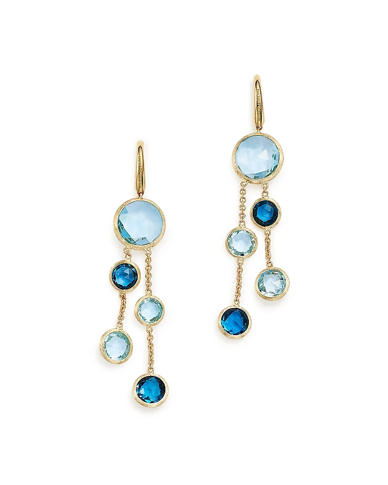 Marco Bicego 18K Yellow Gold Jaipur Mixed Blue Topaz Double Strand Earrings