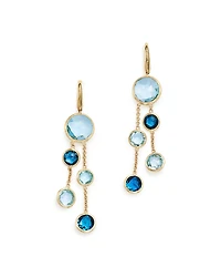 Marco Bicego 18K Yellow Gold Jaipur Mixed Blue Topaz Double Strand Earrings