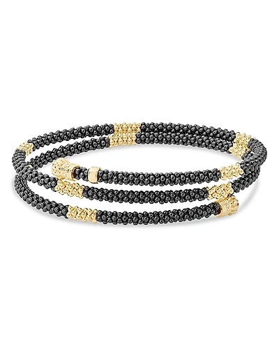 Lagos Gold & Black Caviar Collection 18K Gold & Ceramic Coil Bracelet
