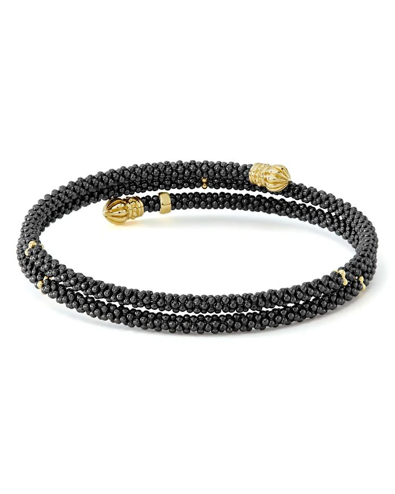 Gold & Black Caviar Collection 18K Gold & Ceramic Coil Bracelet